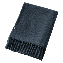 L'EFFET PAPILLON Plaid coton (180 x 220 cm) Sixtine Bleu nuit Outlet