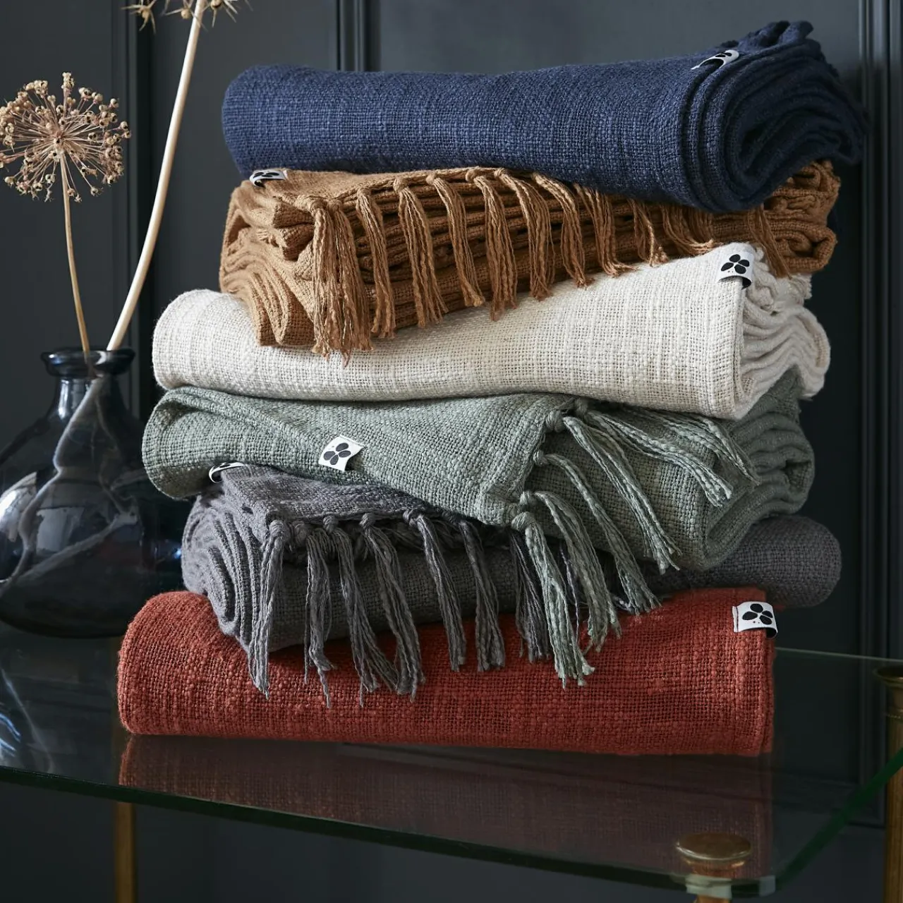 L'EFFET PAPILLON Plaid coton (180 x 220 cm) Sixtine Camel Best