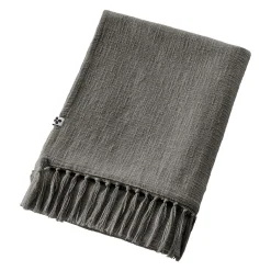 L'EFFET PAPILLON Plaid coton (130 x 160 cm) Sixtine Gris ardoise Gris foncé Clearance