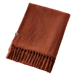 L'EFFET PAPILLON Plaid coton (180 x 220 cm) Sixtine Terracotta Outlet