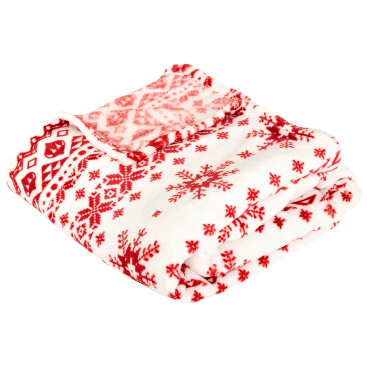 JJA Plaid de Noël (180 x 130 cm) Flocons de neige et blanc Rouge Clearance