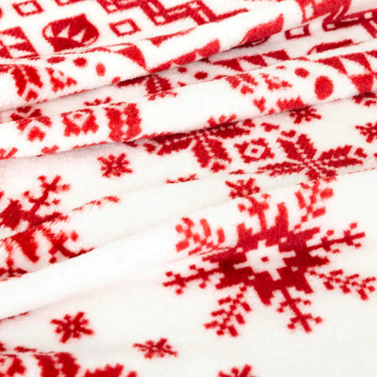 JJA Plaid de Noël (180 x 130 cm) Flocons de neige et blanc Rouge Clearance