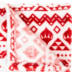 JJA Plaid de Noël (180 x 130 cm) Flocons de neige et blanc Rouge Clearance