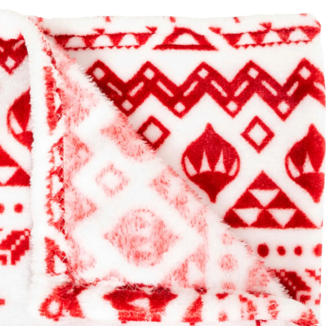 JJA Plaid de Noël (180 x 130 cm) Flocons de neige et blanc Rouge Clearance