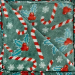 FEERIC LIGHTS Plaid de Noël (130 x 180 cm) Houx et sucre d'orge Vert New