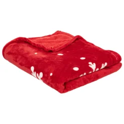 FEERIC LIGHTS Plaid de Noël (130 x 180 cm) Merry Christmas Rouge Outlet