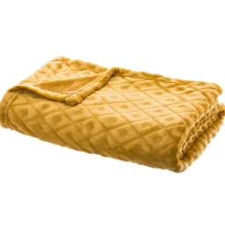 ATMOSPHERA Plaid doux (150 cm) 3D Losange Jaune ocre Hot
