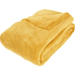 ATMOSPHERA Plaid doux (230 cm) Tendresse Jaune ocre Discount