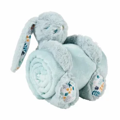 OSTARIA Plaid doux enfant (90 x 75 cm) et peluche Lapino Bleu Online