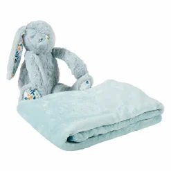 OSTARIA Plaid doux enfant (90 x 75 cm) et peluche Lapino Bleu Online