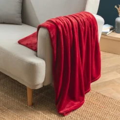 EMINZA Plaid doux flanelle (125 x 150 cm) Didou Rouge Hot