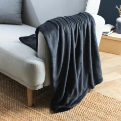 EMINZA Plaid doux flanelle (125 x 150 cm) Didou Gris Anthracite Online