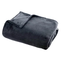 EMINZA Plaid doux flanelle (180 x 230 cm) Didou Gris Anthracite Online