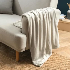 EMINZA Plaid doux flanelle (125 x 150 cm) Didou grège Beige