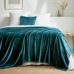 EMINZA Plaid doux flanelle (180 x 230 cm) Didou Bleu canard Hot
