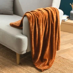 EMINZA Plaid doux flanelle (125 x 150 cm) Didou Cuivre Clearance