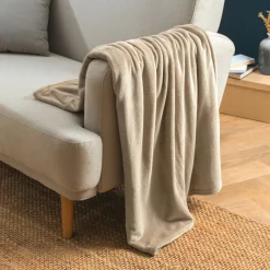 EMINZA Plaid doux flanelle (125 x 150 cm) Didou glacé Marron Clearance