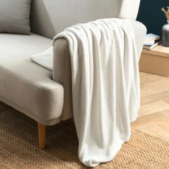 EMINZA Plaid doux flanelle (125 x 150 cm) Didou Ivoire Clearance