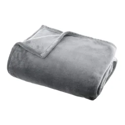 EMINZA Plaid doux flanelle (220 x 240 cm) Didou Gris clair Discount