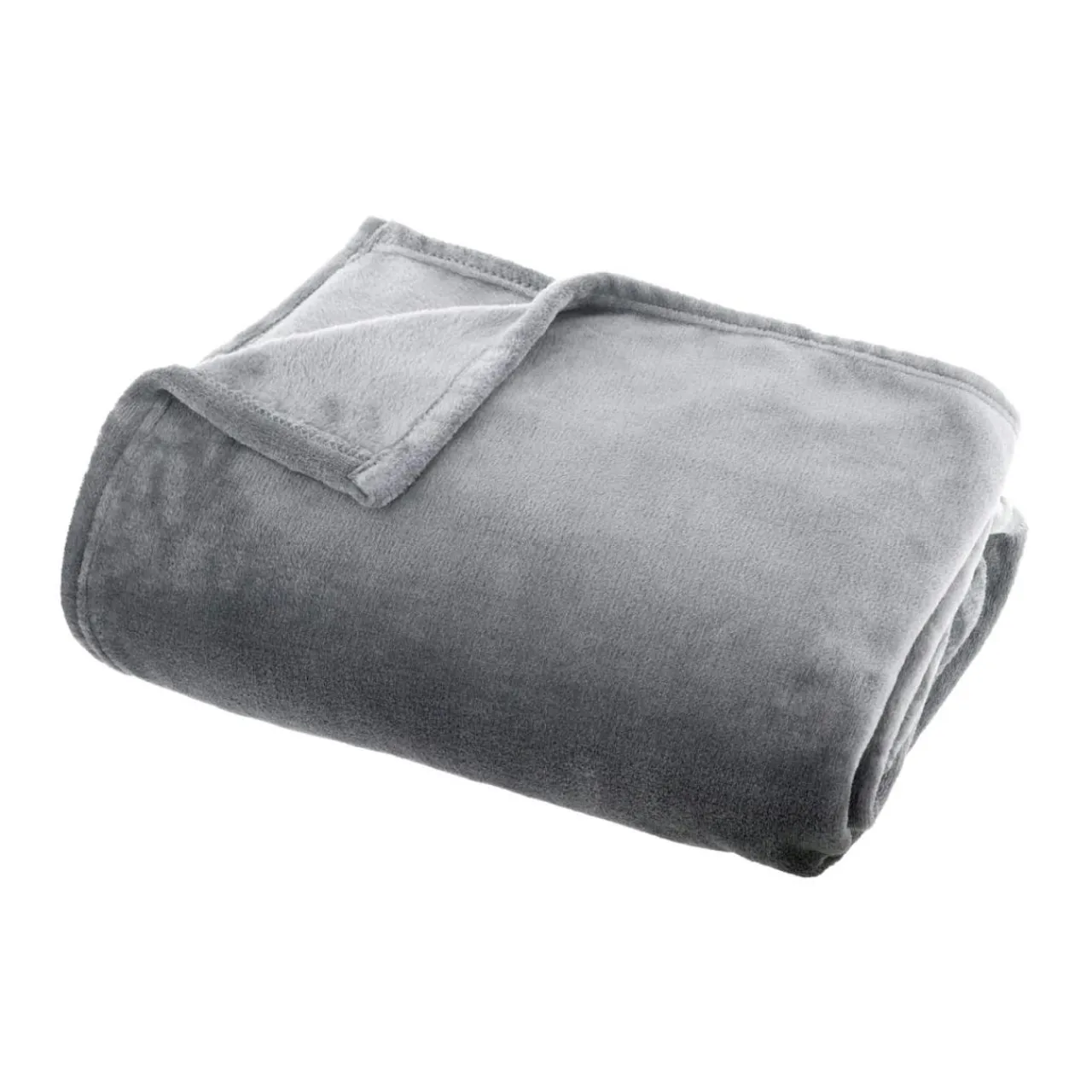 EMINZA Plaid doux flanelle (220 x 240 cm) Didou Gris clair Discount