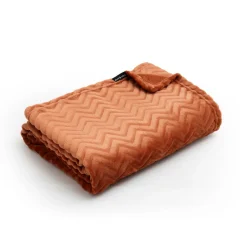 EMINZA Plaid doux flanelle (125 x 150 cm) Zag Cuivre Hot