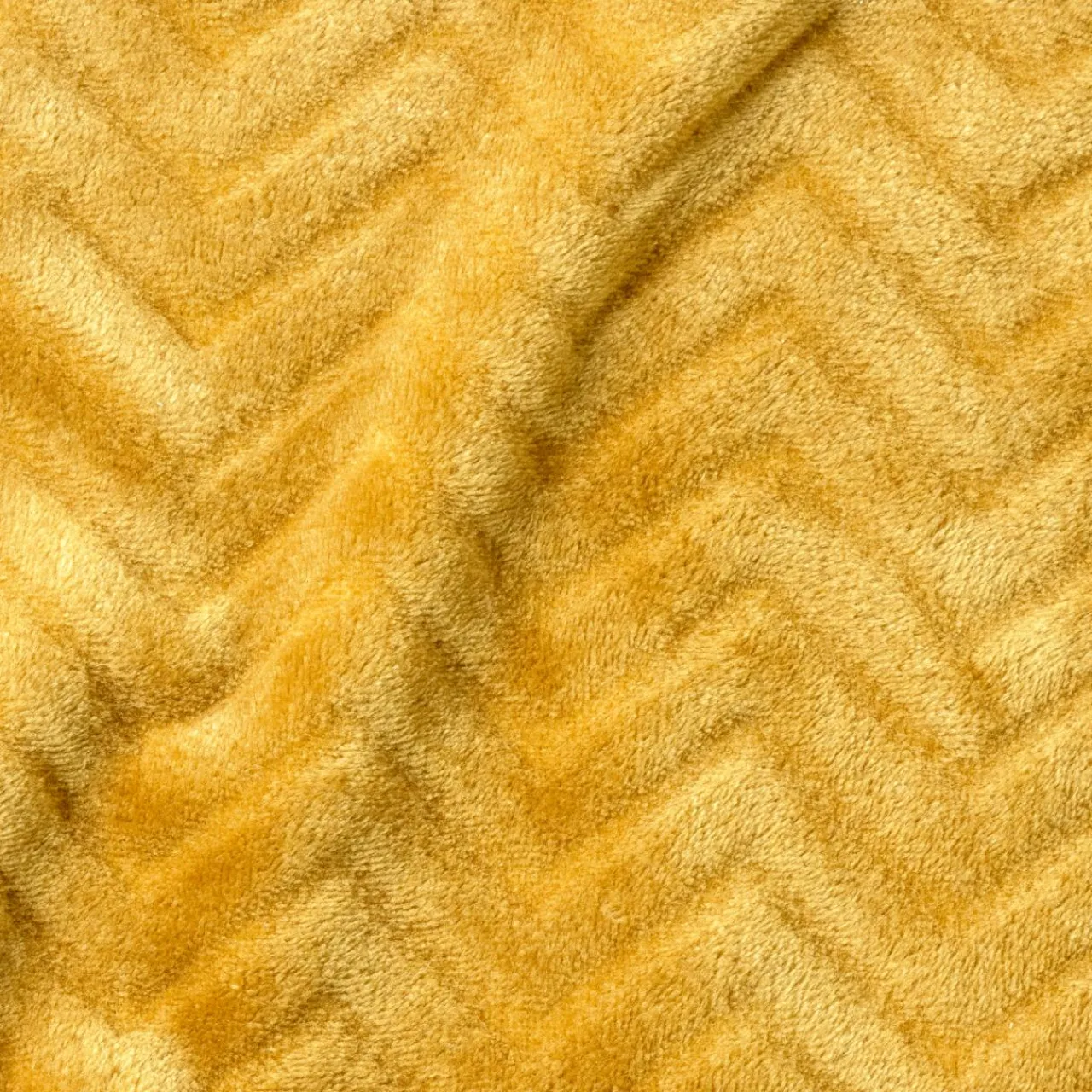 EMINZA Plaid doux flanelle (130 x 180 cm) Zag Jaune moutarde Hot