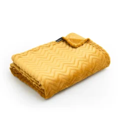 EMINZA Plaid doux flanelle (130 x 180 cm) Zag Jaune moutarde Hot