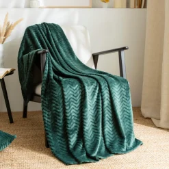EMINZA Plaid doux flanelle (125 x 150 cm) Zag Vert Outlet
