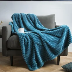 EMINZA Plaid doux (125 x 150 cm) Dune Bleu Hot