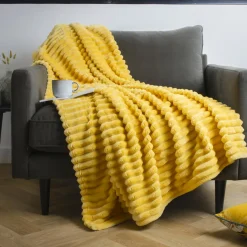 EMINZA Plaid doux (125 x 150 cm) Dune Jaune Discount