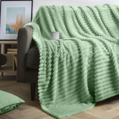 EMINZA Plaid doux (180 x 220 cm) Dune Vert sauge Best