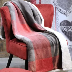 LOVELY CASA Plaid doux (130 x 160 cm) Ecossais Rouge Online