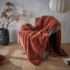 EMINZA Plaid fausse fourrure (140 x 200 cm) Finn Terracotta Discount