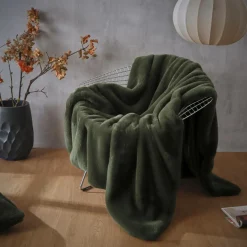 EMINZA Plaid fausse fourrure (140 x 200 cm) Finn Vert kaki Hot
