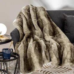 ATMOSPHERA Plaid fausse fourrure (120 x 160 cm) Grizzly Beige New