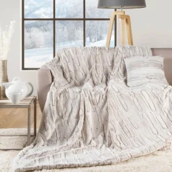douceur d'intu017drieur Plaid fausse fourrure (180 x 220 cm) Lynx Beige Outlet