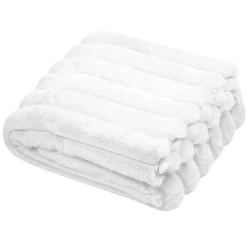 STOF Plaid fausse fourrure (130 x 160 cm) Polary Blanc Beige New
