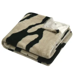 STOF Plaid fausse fourrure zèbre (130 x 160 cm) Fauves Taupe Hot