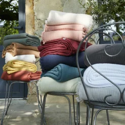 EMINZA Plaid gaze de coton (180 x 220 cm) Gaïa Camel Hot