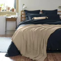 EMINZA Plaid gaze de coton (180 x 220 cm) Gaïa Ficelle Discount