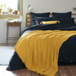 EMINZA Plaid gaze de coton (180 x 220 cm) Gaïa Jaune safran Sale