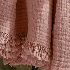 EMINZA Plaid gaze de coton (130 x 160 cm) Gaïa Rose Pêche