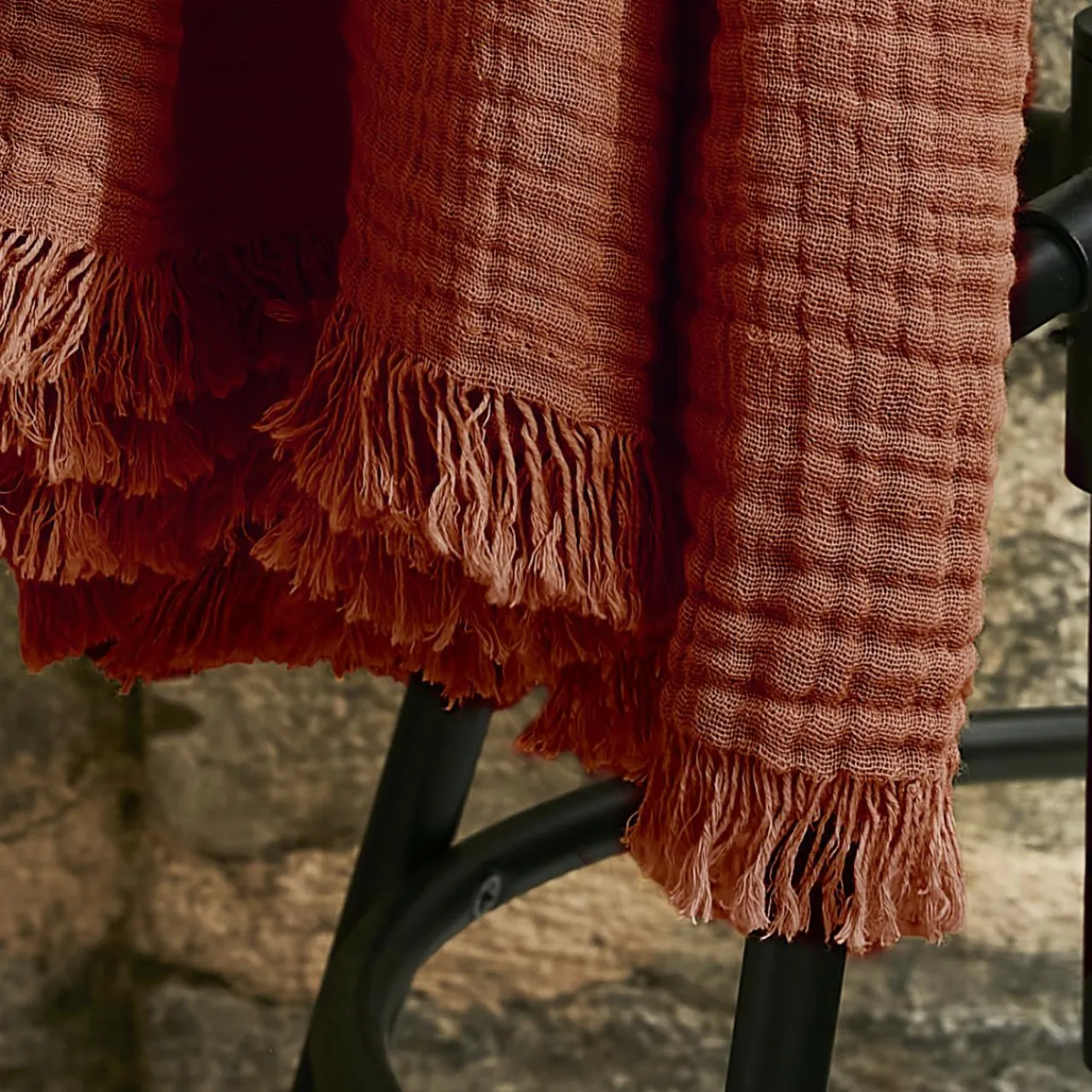 EMINZA Plaid gaze de coton (130 x 160 cm) Gaïa Terracotta Clearance
