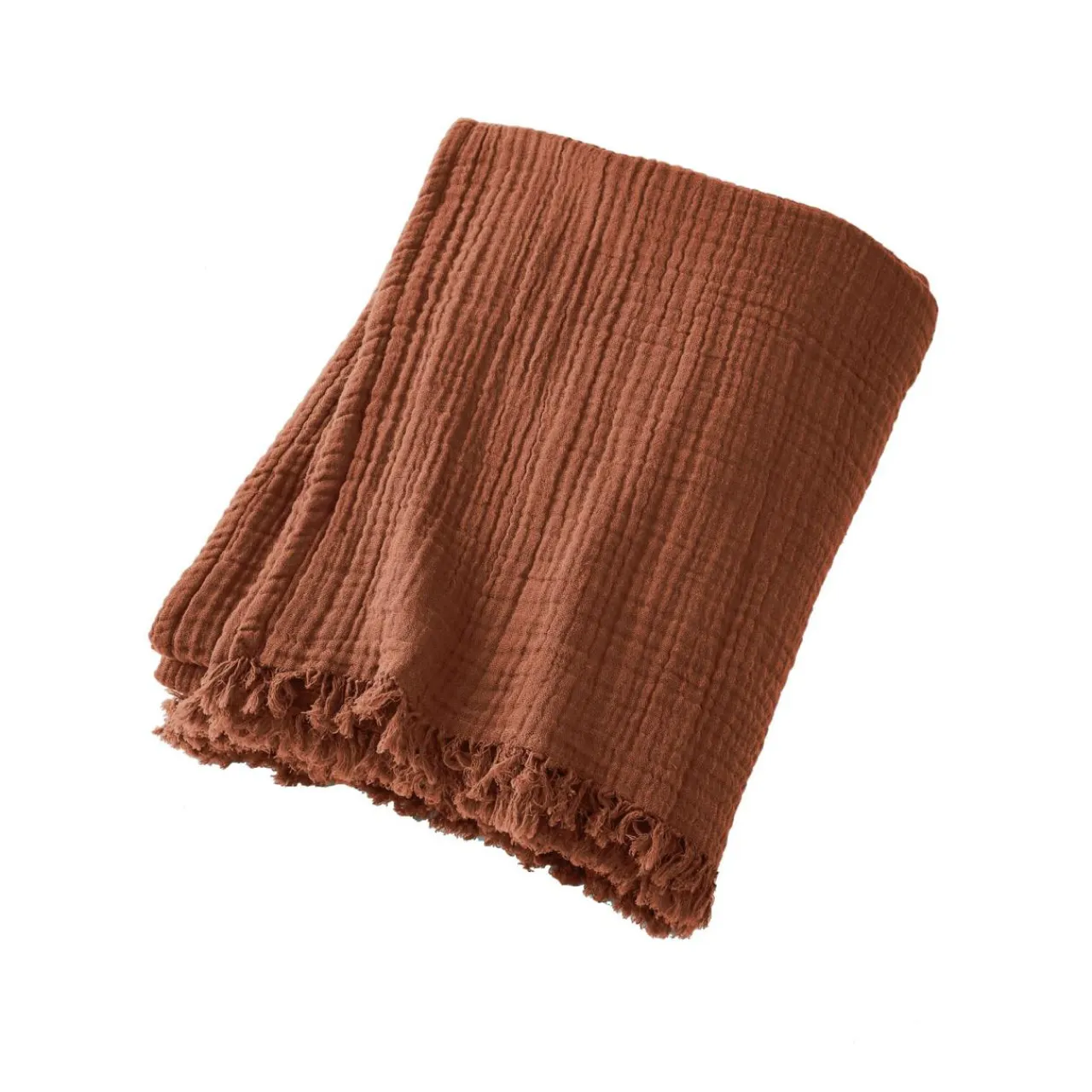 EMINZA Plaid gaze de coton (180 x 220 cm) Gaïa Terracotta Hot