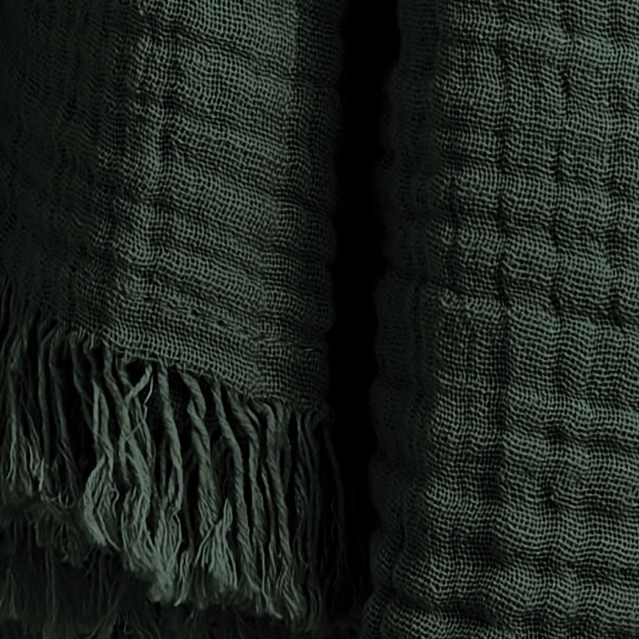 EMINZA Plaid gaze de coton (180 x 220 cm) Gaïa Vert sapin Hot