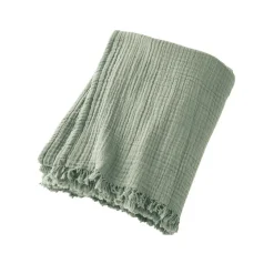 EMINZA Plaid gaze de coton (130 x 160 cm) Gaïa Vert Eucalyptus Outlet