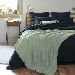 EMINZA Plaid gaze de coton (180 x 220 cm) Gaïa Vert Eucalyptus Best