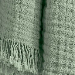 EMINZA Plaid gaze de coton (180 x 220 cm) Gaïa Vert Eucalyptus Best