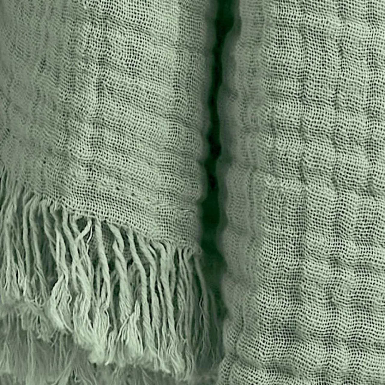 EMINZA Plaid gaze de coton (180 x 220 cm) Gaïa Vert Eucalyptus Best