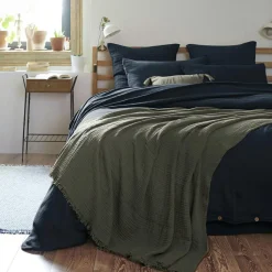 EMINZA Plaid gaze de coton (180 x 220 cm) Gaïa Vert romarin